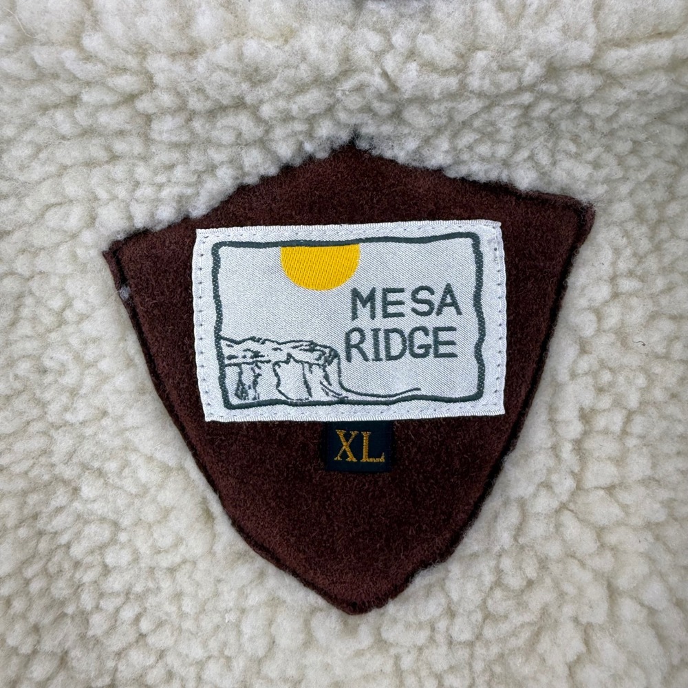 Vintage Mesa Ridge Jacket Mens XL Brown Suede Leather Western Sherpa Lined 90s - Picture 9 of 12